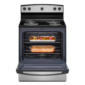 30 in. 4 Element Freestanding Electric Range in Stainless Steel with Easy-Clean Glass Door