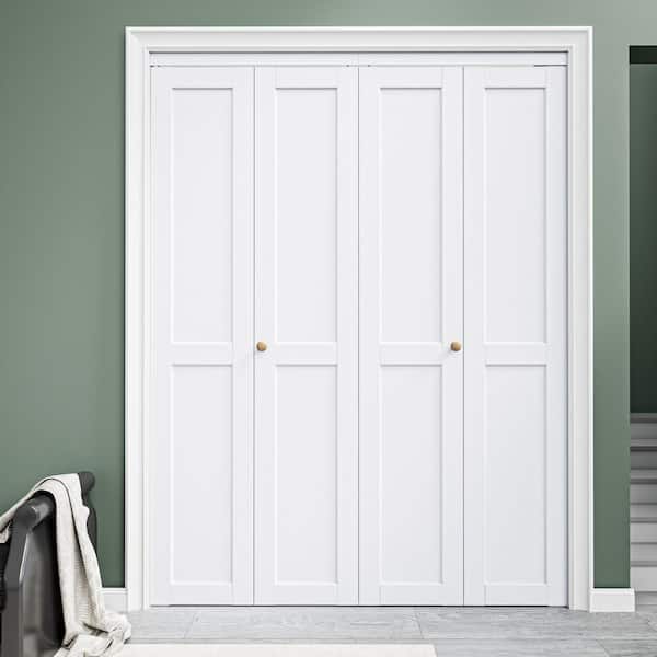 60 in. x 80 in. DIY 2 Panel Solid Core MDF White Primed Composite Interior Closet Bi-Fold Door with Hardware