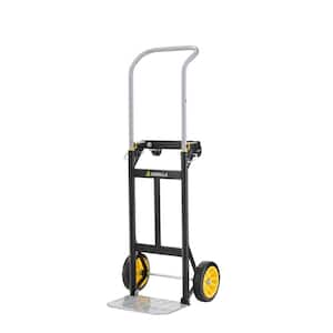 400 lb. Capacity Convertible Steel Hand Truck, Simple Flatbed Conv; Wide Grip Telescoping Handle, Flat-Free Tires