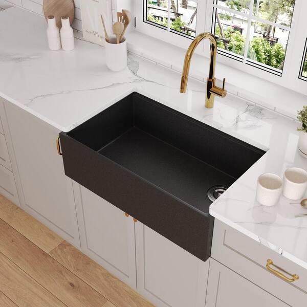 DEERVALLEY Dark Brown 30 in. Farmhouse Apron Front Single