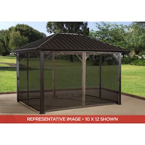 12 ft. D x 12 ft. W Genova Aluminum Gazebo with Galvanized Steel Roof Panels and Mosquito Netting