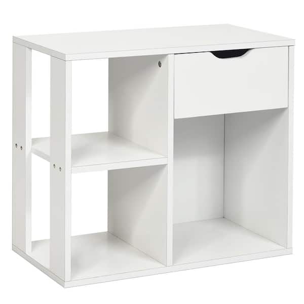 Costway 1-Drawer White Nightstand 20.5 in. x 23.5 in. x 12 in.