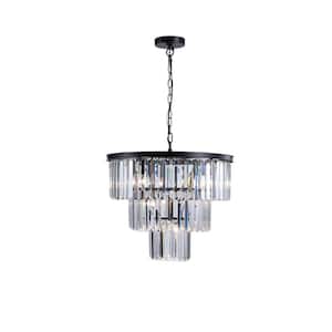 11-Light Black Luxury Crystal Chandelier for Livingroom with No Bulbs Included