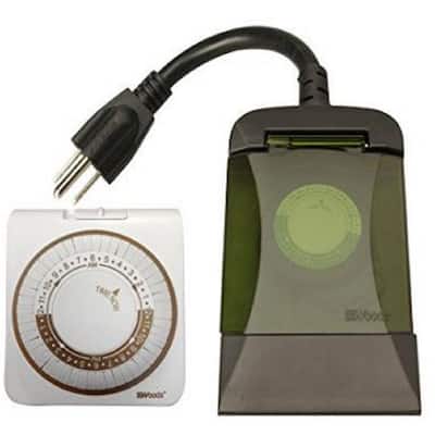 Woods 15-Amp 24-Hour Outdoor Plug-In Photocell Light Sensor Single ...