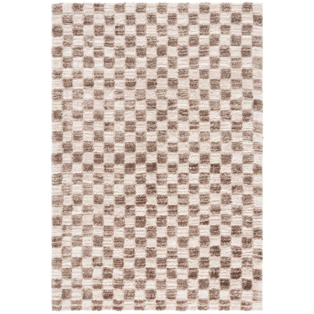 Seattle Shag 8 ft. x 10 ft. Ivory/Brown Checkered Area Rug price history on PriceWatchPro
