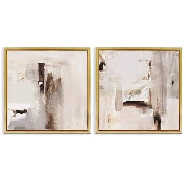 Stupell Industries Neutral Forms on Beige by Susan Jill 2-Pieces Gold Floater Frame Abstract Graphic Art Print 18 in. x 18 in.