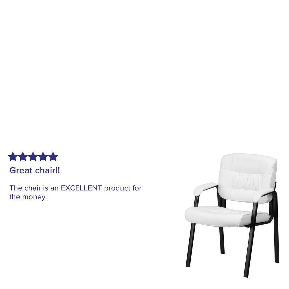 Modern White LeatherSoft Side Reception Chair with Black Metal Frame