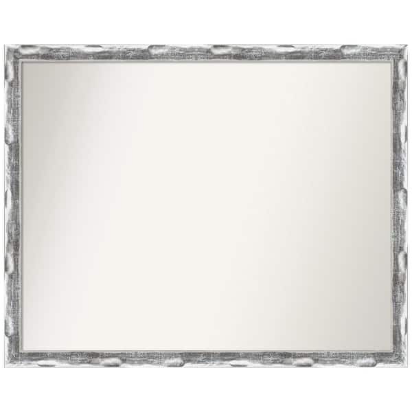 Amanti Art Scratched Wave Chrome 30 in. W x 24 in. H Non-Beveled Bathroom Wall Mirror in Silver