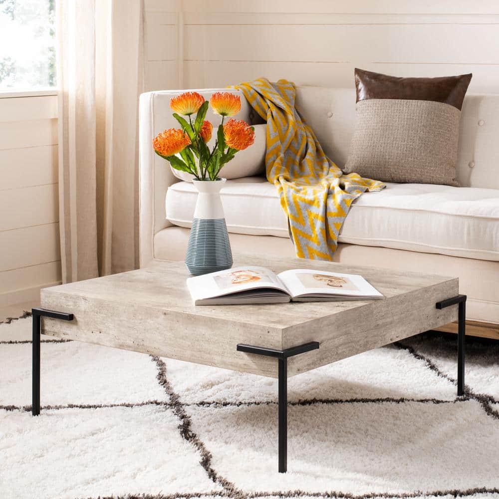 Eli Light Gray Faux Concrete Square Coffee Table