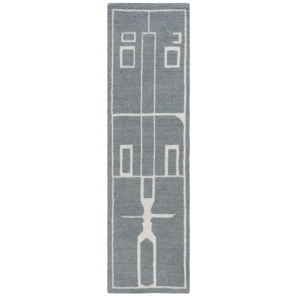 Fifth Avenue 2 ft. x 8 ft. Gray/Ivory Abstract Geometric Runner Rug