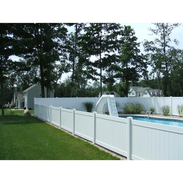 Weatherables 48 in. H x 212 ft. L Pembroke White Vinyl Flat Top Complete Privacy Fence Project Pack