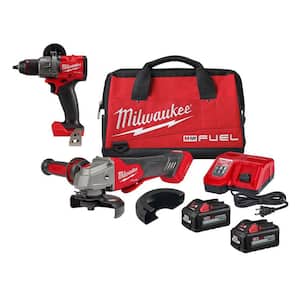 M18 FUEL 18V Lithium-Ion Brushless Cordless 4-1/2 in./5 in. Braking Grinder Kit w/FUEL 1/2 in. Hammer Drill