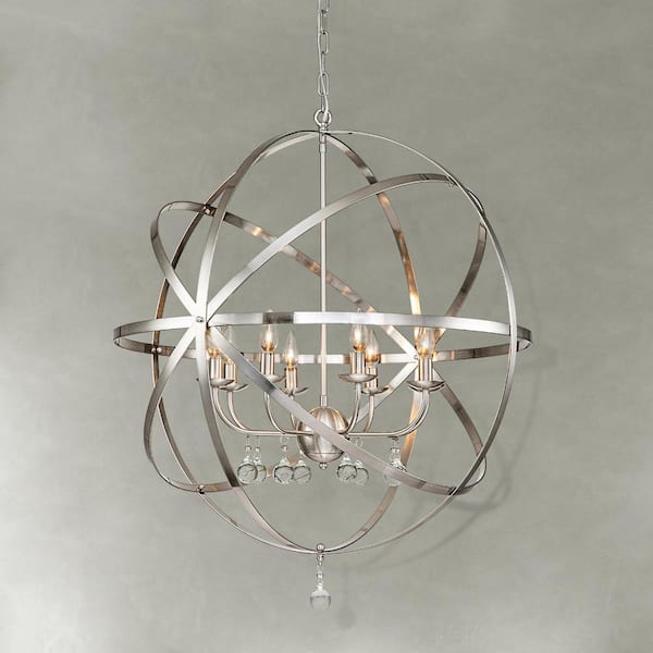 Globe chandelier brushed deals nickel