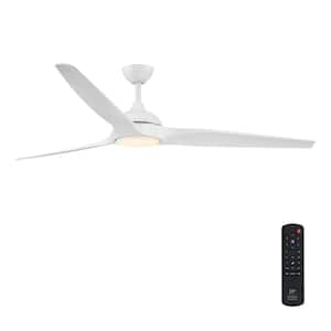 Arcas 72 in. Outdoor Matte White Integrated LED Ceiling Fan with 5-CCT and 7-RGB Selections, Remote Included