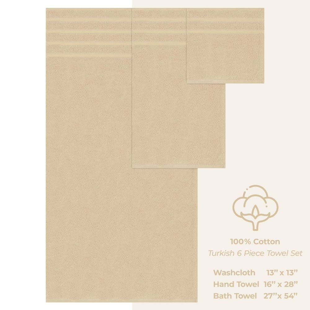 Beige Turkish Cotton 6-Piece Towel Set