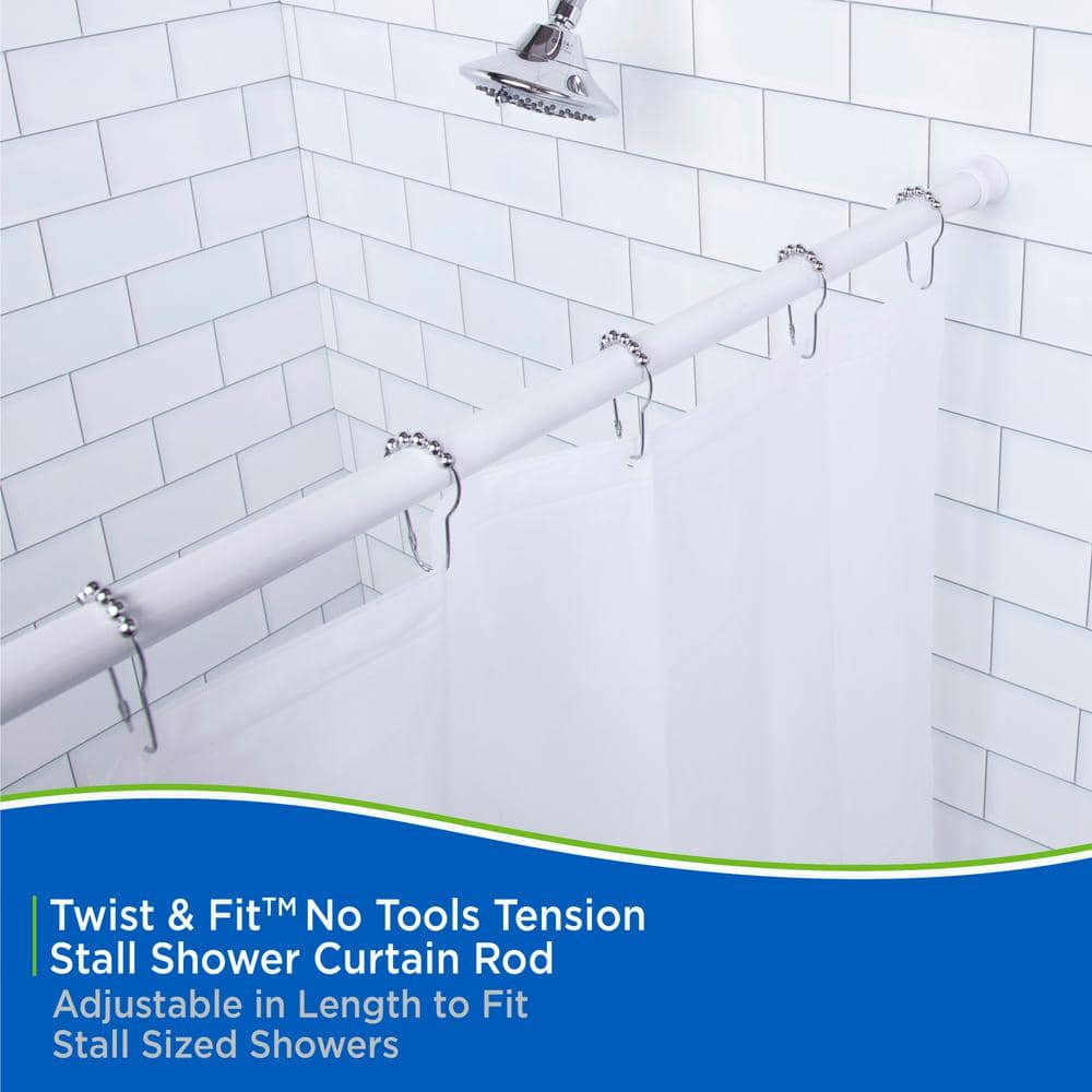 White Adjustable Steel Tension Shower Curtain Rod, 24-40 Inches