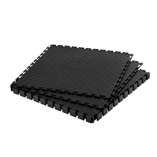 Garage Floor Tiles Interlocking, 8 Pack 20.2 x 20.2 x 0.2 in. Interlocking Modular Garage Flooring Tiles, Black