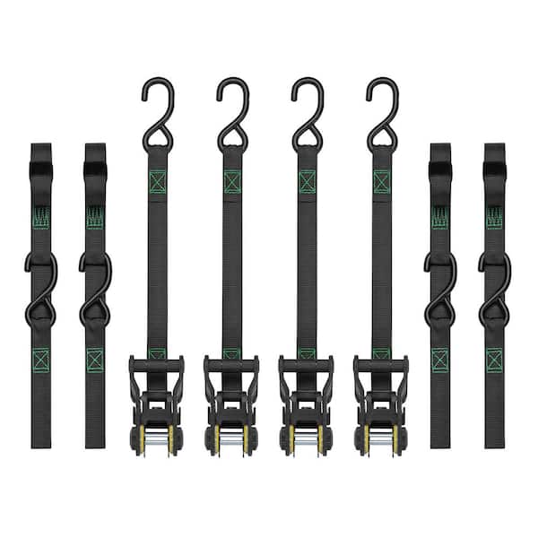 Tactical 14 ft. 500 lbs. Working Load Limit Ratchet Tie Down Strap (4-Pack)