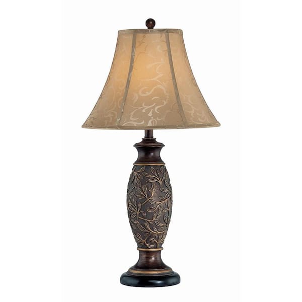 Illumine Designer Collection 31 in. Bronze Table Lamp with Beige Fabric Shade