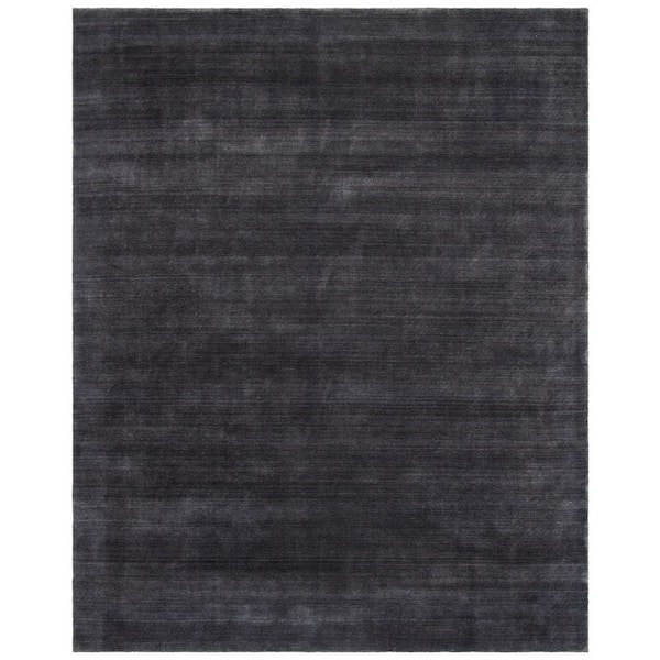 Himalaya 10 ft. x 14 ft. Black Striped Solid Color Area Rug