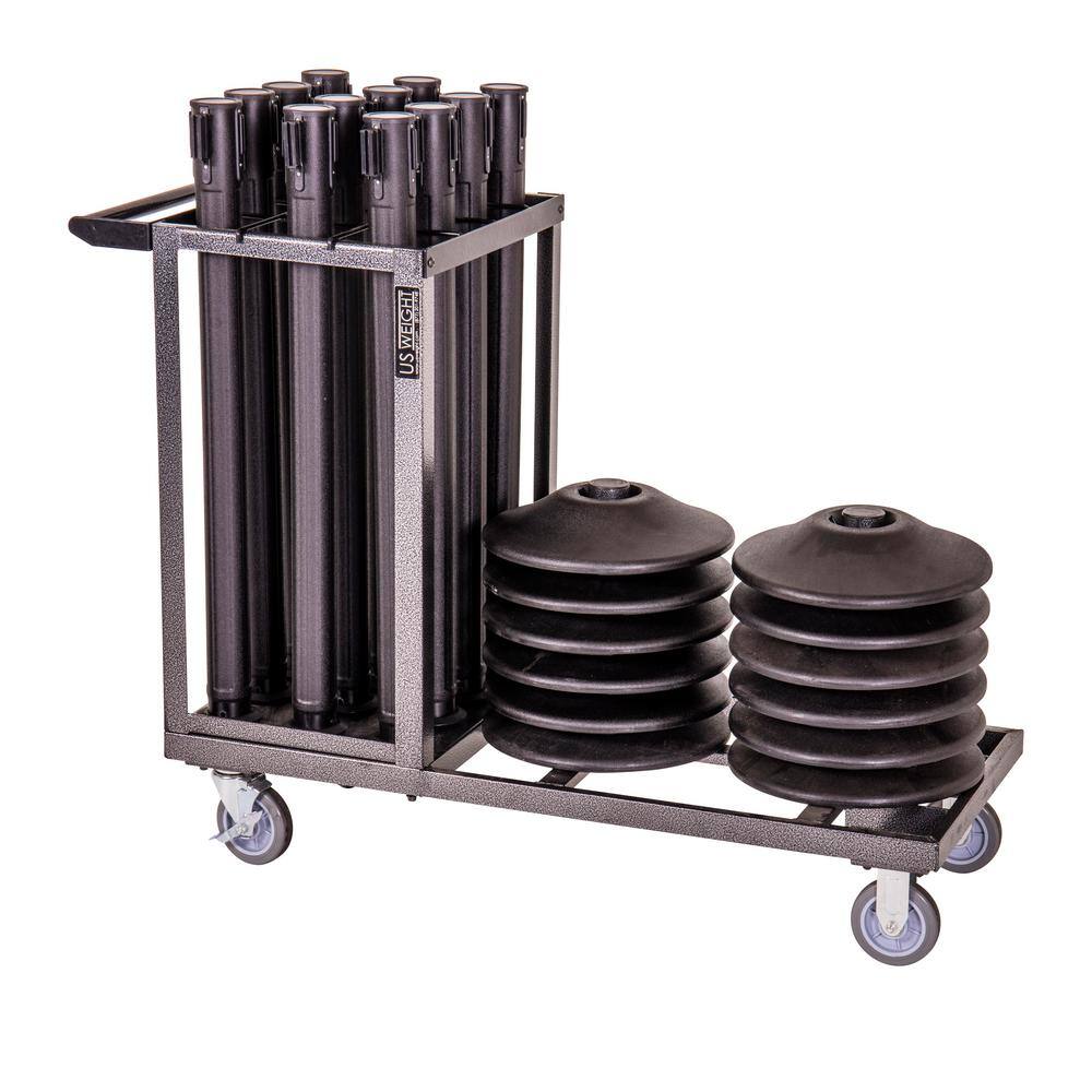 US Weight Statesman Stanchion Cart Kit and 12 Black Sentry QS Stanchions an