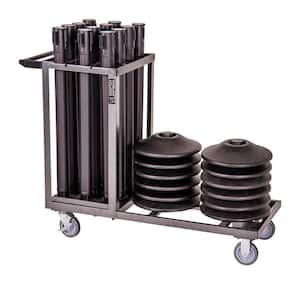 US Weight Statesman Stanchion Cart Kit and 12 Black Sentry QS Stanchions and Cart