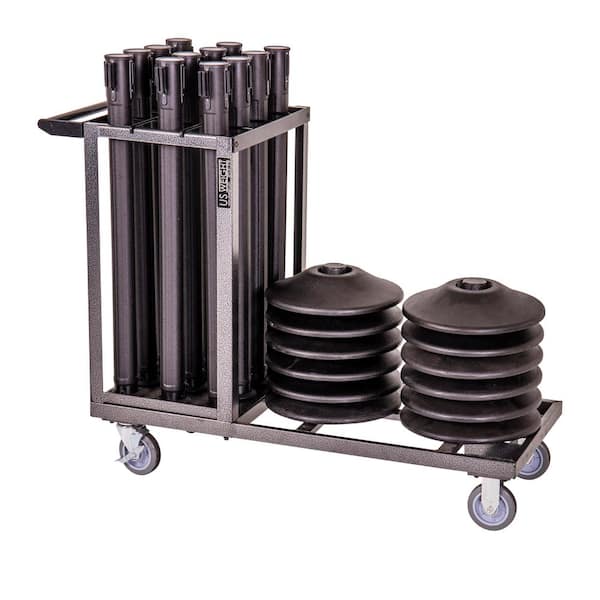 Unbranded US Weight Statesman Stanchion Cart Kit and 12 Black Sentry QS Stanchions and Cart
