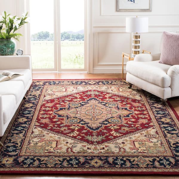 Heritage Red 11 ft. x 15 ft. Border Floral Medallion Area Rug