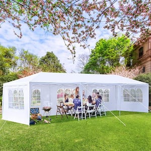 10 ft. x 30 ft. Heavy-Duty Canopy Event Tent Outdoor White Gazebo Party Wedding Tent, Sturdy Steel Frame Shelter
