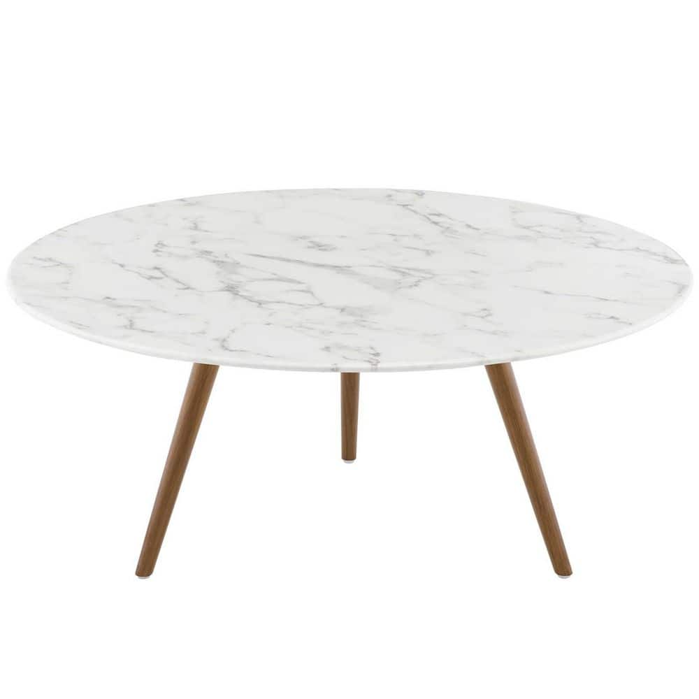 Lippa 36 in. Round Faux Marble Coffee Table with Tripod Base