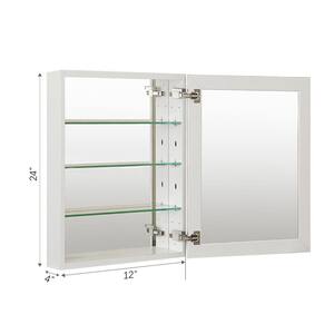 12 in. W x 24 in. H Rectangular Satin Chrome Aluminum Recessed/Surface Mount Medicine Cabinet with Mirror