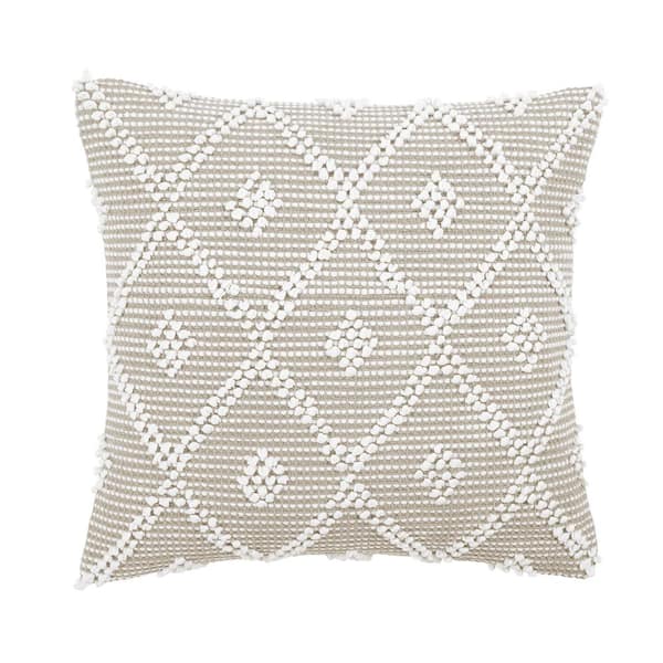 Lush Decor Adelyn Neutral Decorative 20 in. x 20 in. Throw Pillow Cover