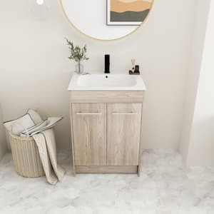 Anky 23.8 in. W x 18.1 in. D x 33.8 in. H Single Sink Bath Vanity in White Oak with White Gel Acrylic Top