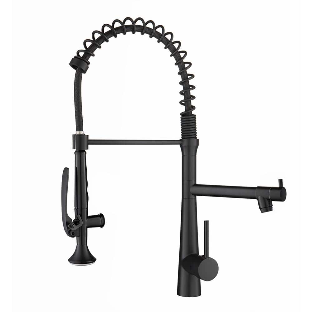 Single Handle Pull Down Sprayer Kitchen Faucet with 360° Rotation Commercial Kitchen Faucet in Matte Black