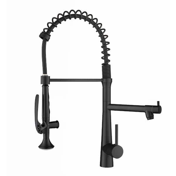 Unbranded Single Handle Pull Down Sprayer Kitchen Faucet with 360° Rotation Commercial Kitchen Faucet in Matte Black
