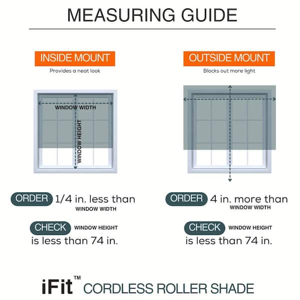 iFit - Cut-to-Width 45 in. W x 73 in. L White Cordless Blackout Polyester Fabric Roller Shade
