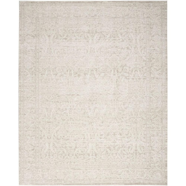 Renewed Ivory Beige 8 ft. x 10 ft. Distressed Traditional Area Rug