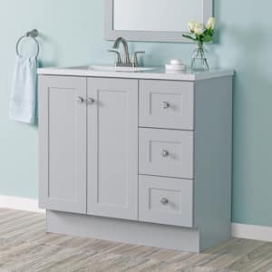 Bannister 37 in. W x 19 in. D x 35 in. H Single Sink  Bath Vanity in Pearl Gray with White Cultured Marble Top