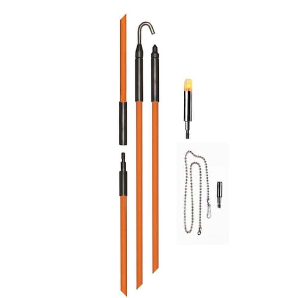 Wire and Cable fish Rod Kit WITH accessories, 16-ft assembled length, light and noodle kit included