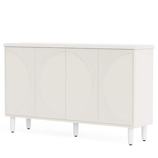 BYBLIGHT Ahlivia White Particle Board 59.4 in. Buffet Cabinet Sideboard with Shelf