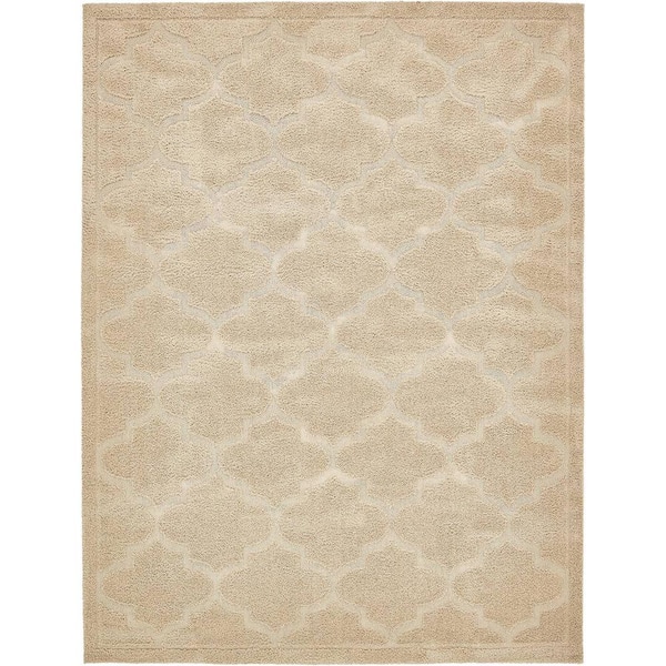 Trellis Shag Traditional Beige 9' 0 x 12' 0 Area Rug