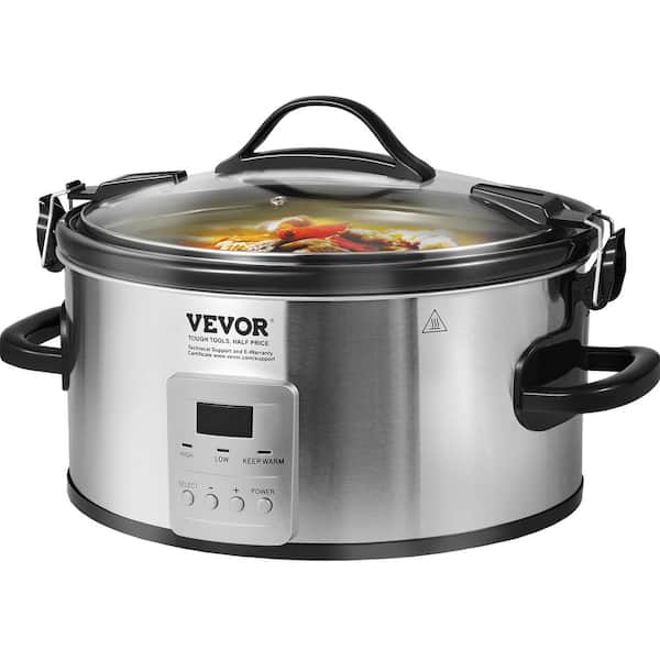 VEVOR Slow Cooker, 6 Qt. 240-Watt Electric Slow Cooker Pot 3-Level Heat Settings, Digital Slow Cookers 20-Hours Max Timer,