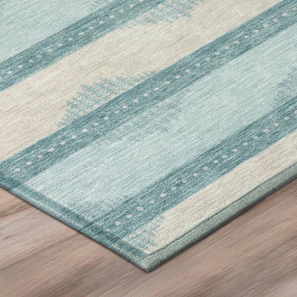 Chantille Machine Washable Indoor/Outdoor Abstract ACN3067 Teal 8 ft. x 8 ft. Round Rug