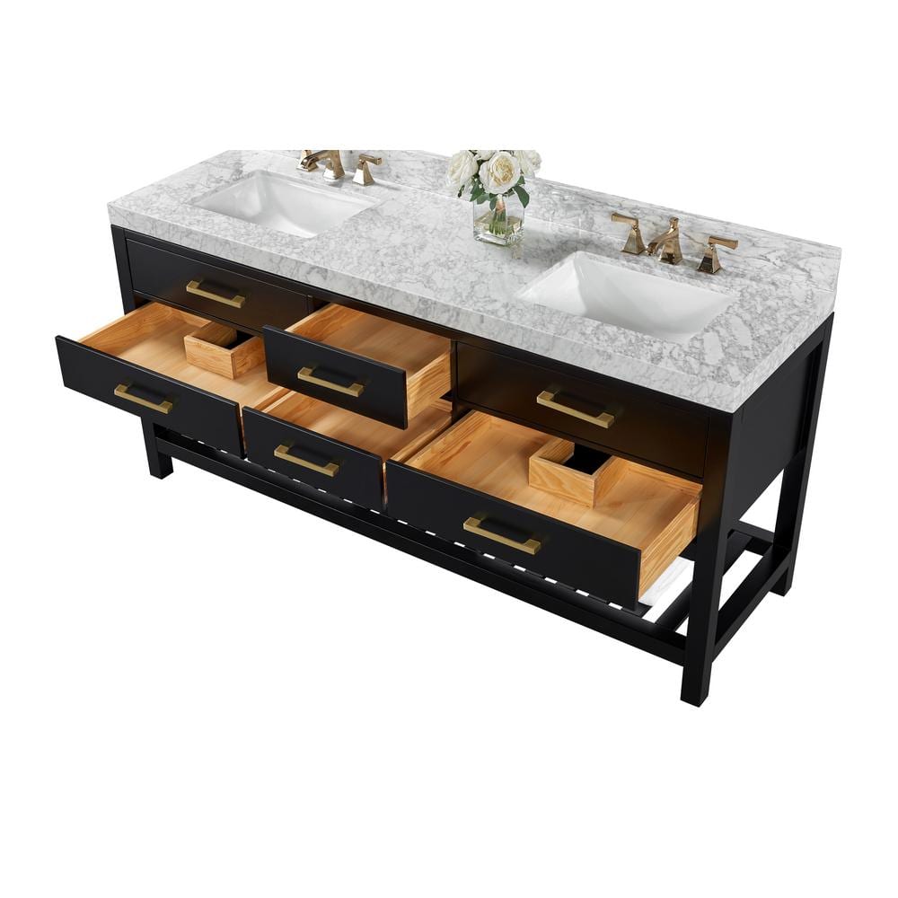 Elizabeth 72" Black Onyx Double Freestanding Bath Vanity Set