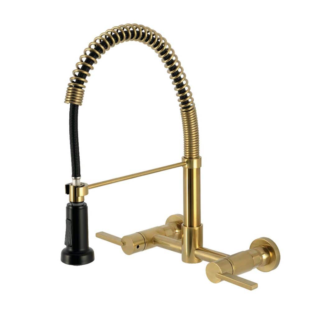 Continental 16.06 in. H 2-Handle Wall Mount Standard Kitchen Faucet in Brushed Brass price history on PriceWatchPro