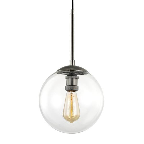 Fifth and Main Lighting Asheville 1-Light Historic Nickel Globe Pendant with Glass Shade