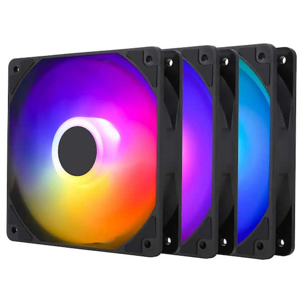 120 mm ARGB 4Pin PWM Case CPU Cooler Fan Silent S-FDB Bearing 1550RPM High Airflow Cooling 3-Pack
