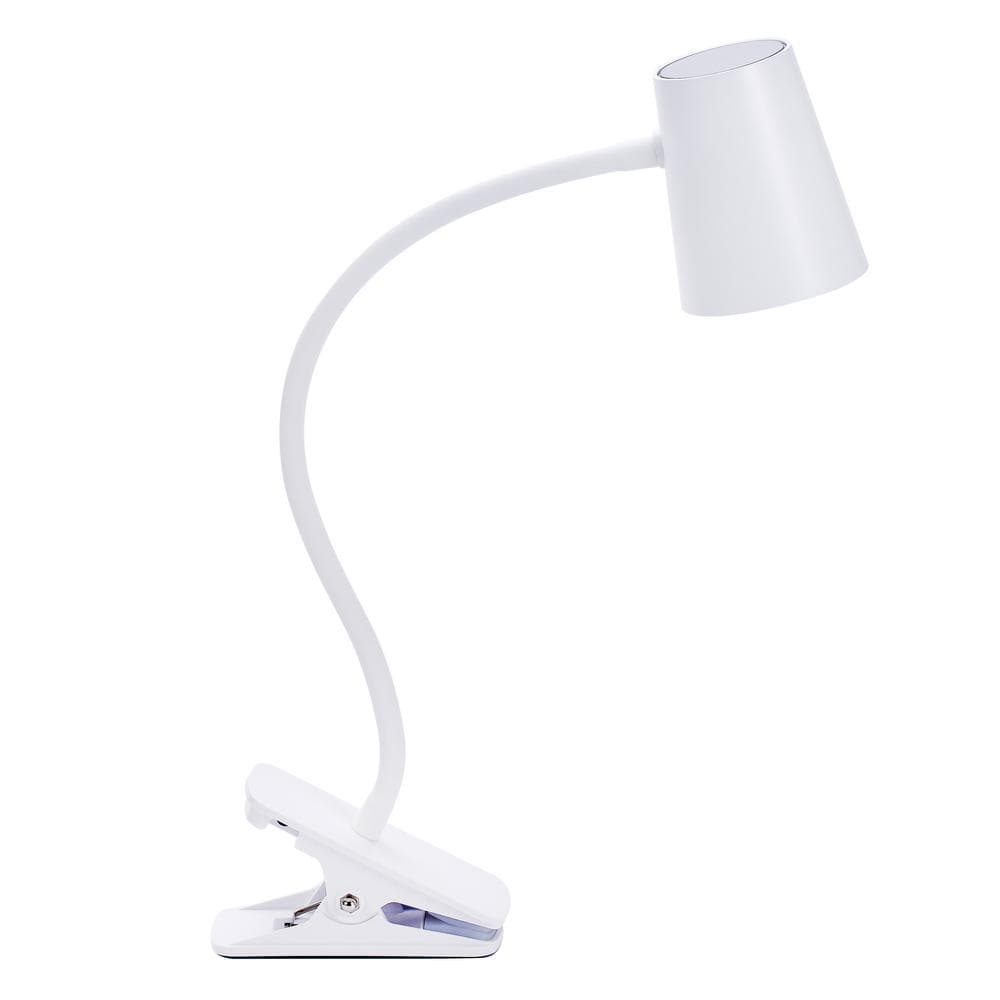 Compact Adjustable White LED Clip-on Desk Lamp with Touch Control