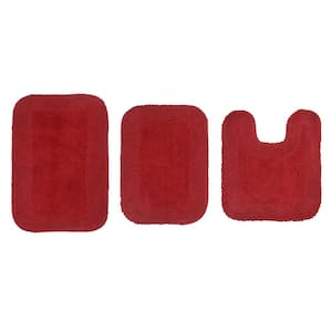 Radiant Collection 100% Cotton Bath Rugs Set, 3-Pcs Set with Contour, Red