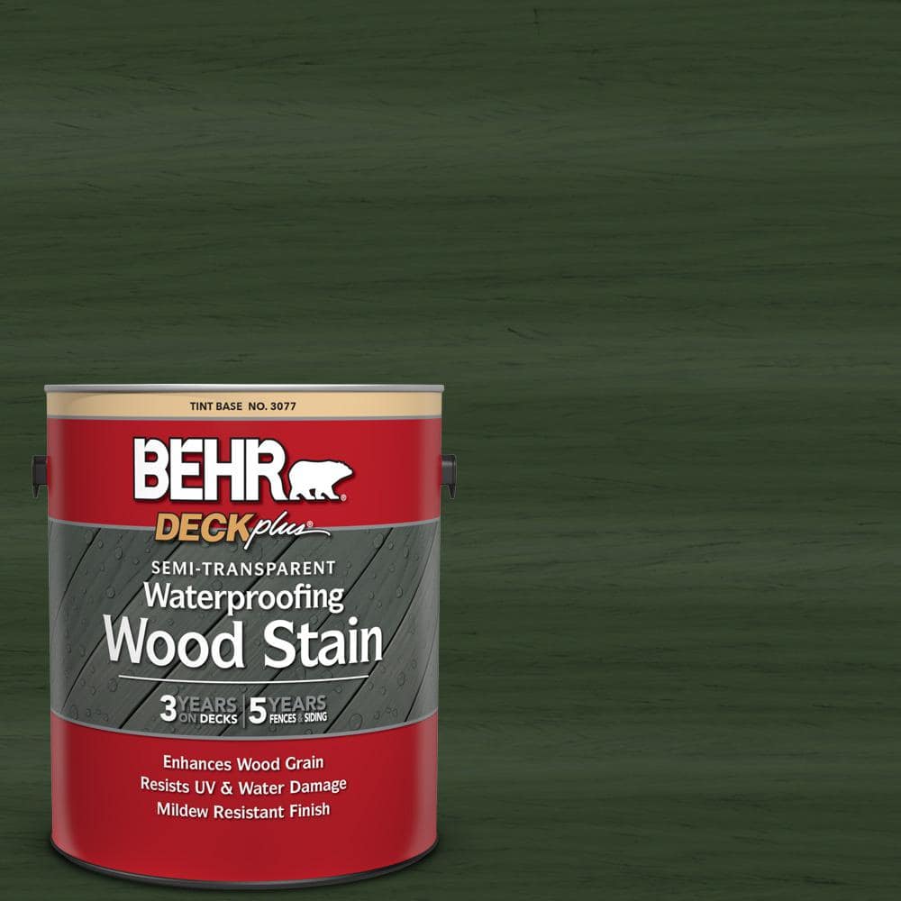 BEHR DECKplus 5 gal. #ST-126 Woodland Green Semi-Transparent Waterproofing  Exterior Wood Stain 307705 - The Home Depot
